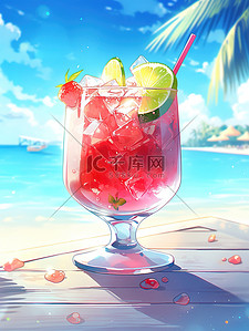 夏季饮料海边度假插画8