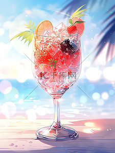 夏季饮料海边度假插画2