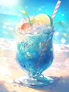 夏季饮料海边度假插画5