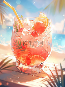 夏季饮料海边度假插画4