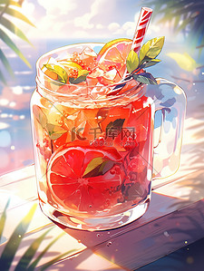 夏季饮料海边度假插画14