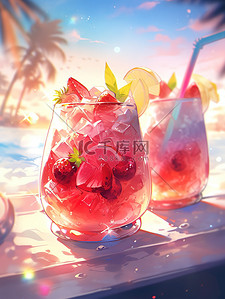 夏季饮料海边度假插画9