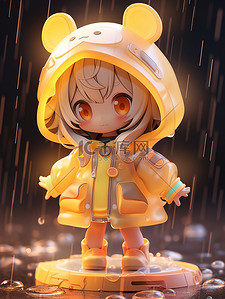 军用雨衣插画图片_超级可爱的女孩雨衣盲盒11