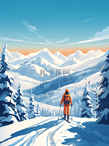 运动人物人物插画图片_极限运动滑雪人物插画1
