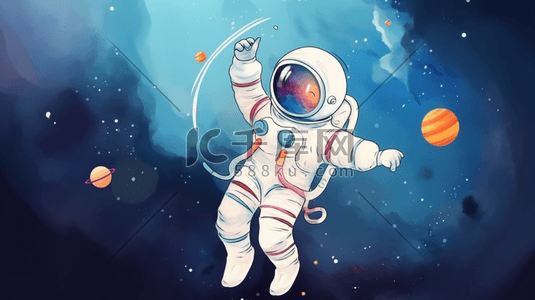 造福人类插画图片_卡通人类月球日航天宇航员太空勘探插画13