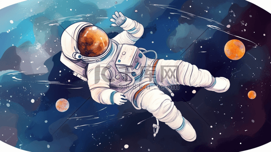 月球日插画图片_卡通人类月球日航天宇航员太空勘探插画4