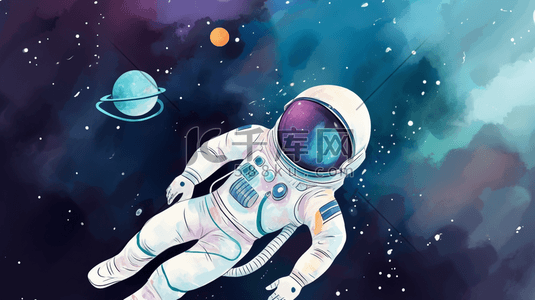 卡通人类月球日航天宇航员太空勘探插画7