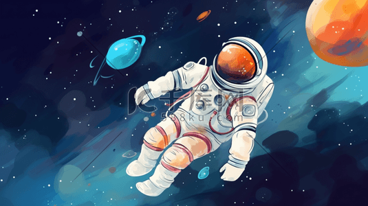 人类月球日卡通航天宇航员太空探索插画1