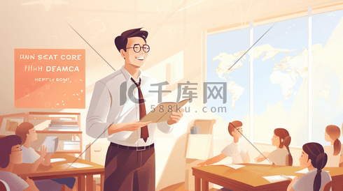 讲课的男老师教师节插画6