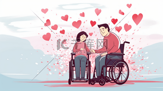 照顾陪伴残疾人人物插画9