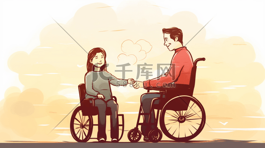 照顾陪伴残疾人人物插画7