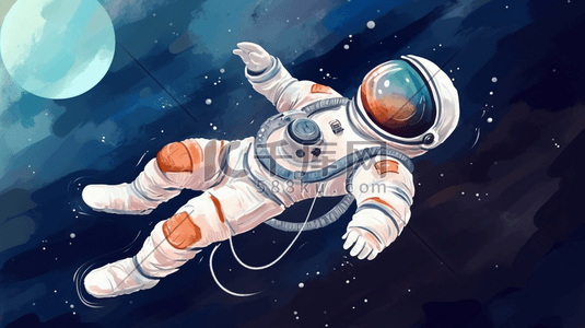 月球日插画图片_人类月球日卡通航天宇航员太空探索插画2