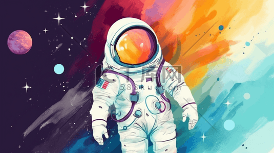 月球日插画图片_卡通人类月球日航天宇航员太空勘探插画5