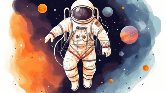 月球日插画图片_卡通人类月球日航天宇航员太空勘探插画2
