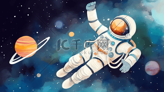 人类人类插画图片_人类月球日卡通航天宇航员太空探索插画4