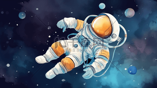 人类的进化插画图片_人类月球日卡通航天宇航员太空探索插画6
