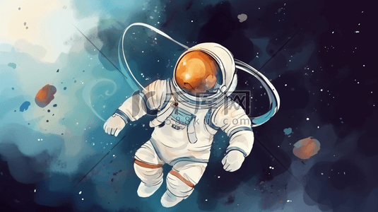 人类月球日卡通航天宇航员太空探索插画3