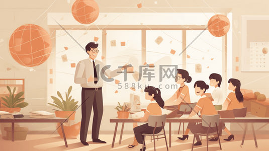 备课插画图片_讲课的男老师教师节插画3