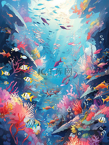 美丽的海底世界海洋生物插画5