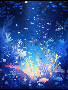 奇妙水族馆插画图片_水下星空的奇妙景象宁静的深海4