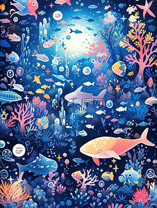 神奇植物插画图片_奇妙海底世界海洋生物植物4