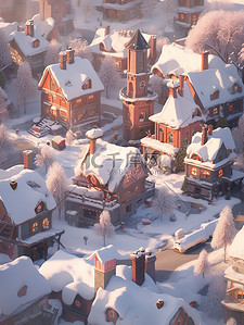 旅游雪乡插画图片_冬季积雪的雪乡房屋大雪节气11