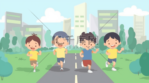 跑步的小学生卡通插画7