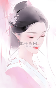 泰拳任务插画图片_新式淡雅粉色系中国风古风美女人物形象