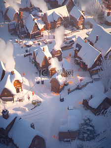 旅游雪乡插画图片_冬季积雪的雪乡房屋大雪节气4