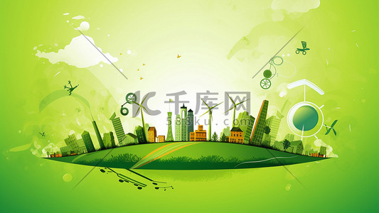 插画节约能源绿色环保