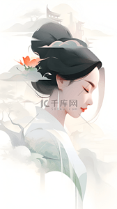 任务导入插画图片_新式淡雅中国风古风美女人物形象