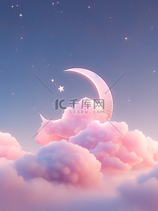 梦幻空灵新月月亮云朵6