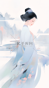 帮派任务插画图片_新式淡雅中国风古风美女人物形象