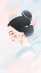 女性抽象插画图片_新式淡雅中国风古风美女人物形象