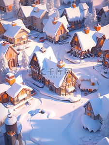 冬季积雪的雪乡房屋大雪节气8