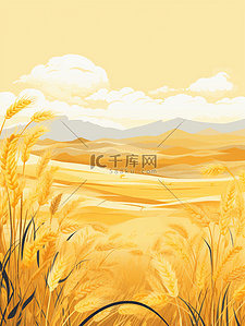 金色麦穗芒种节气插画14