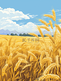 金色麦穗芒种节气插画15