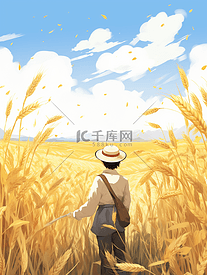 金色麦穗芒种节气插画19