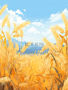 金色麦穗芒种节气插画11