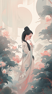 ai游戏人物插画图片_古风淡雅美女人物形象