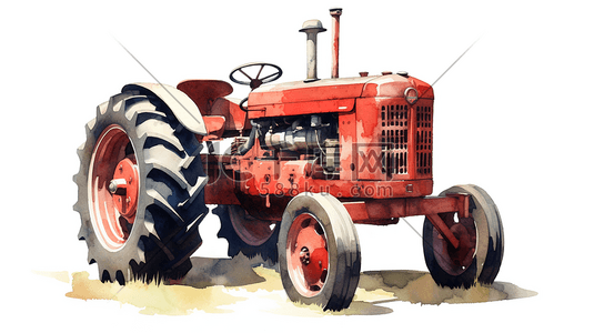 拖拉机的人插画图片_红色拖拉机农耕工具插画1