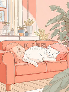 可爱宠物猫客厅沙发睡觉3