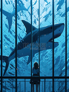 女孩在深海笼子与鲨鱼对视11