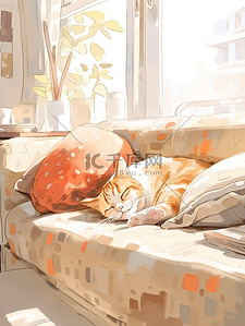 可爱宠物猫客厅沙发睡觉18