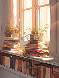 窗台上的书籍排列整齐有序5