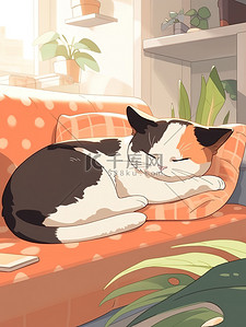 可爱宠物猫客厅沙发睡觉4