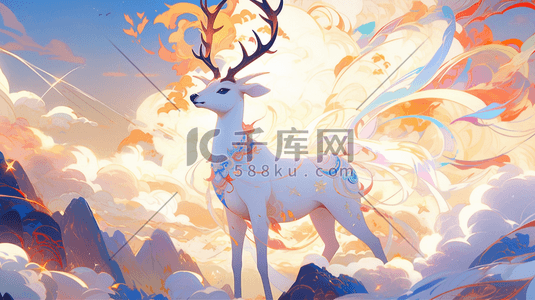 唯美梦幻白鹿插画1