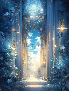 冬季少女黑插画图片_梦幻城堡雪花小屋冬季小雪大雪2