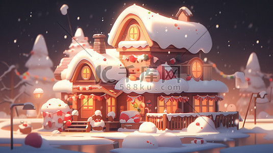 圣诞13插画图片_迷你圣诞屋雪景微型景观13