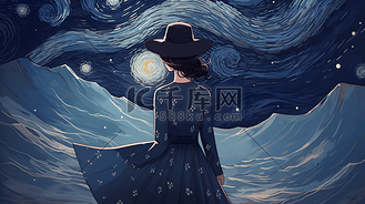 女孩遥望星辰大海